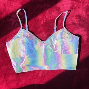 Reflective Spaghetti Strap Crop Top